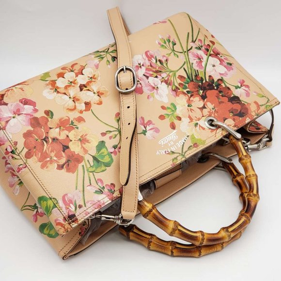 100% Authentic Gucci GG Bloom Bamboo Handle Shoulder/Hand Bag - Picture 9 of 16